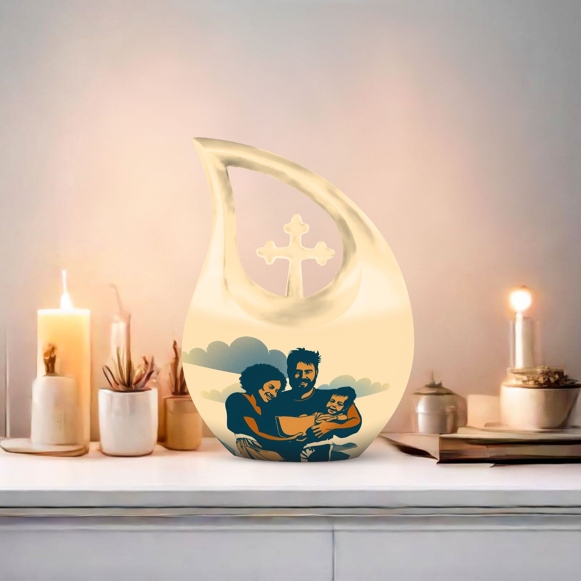 Father Son Fishing theme Custom Urn for Human Ashes