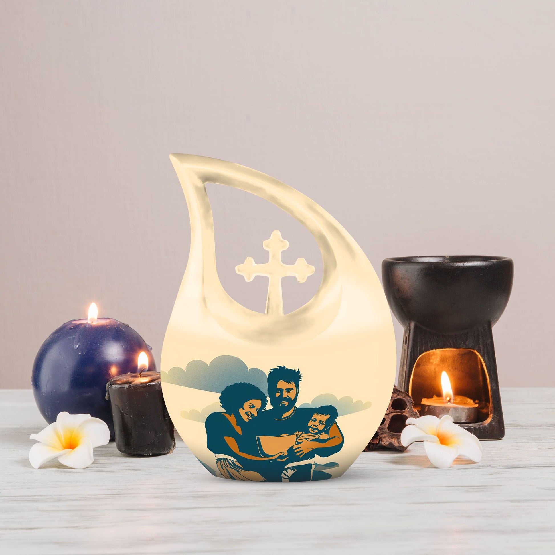 Father Son Fishing theme Custom Urn for Human Ashes