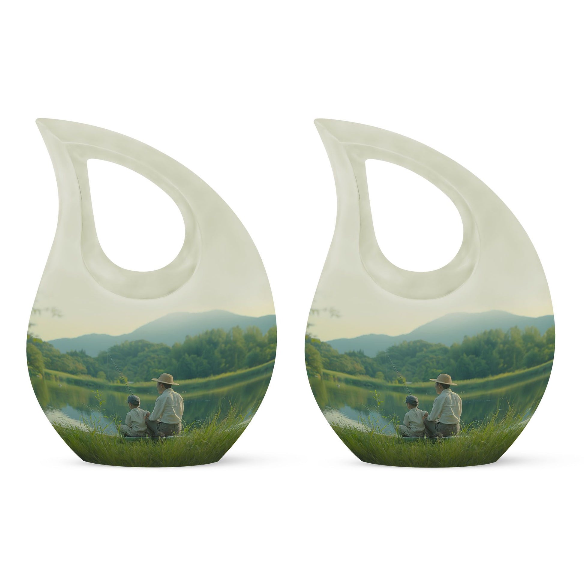 Father Son Fishing Memorial Urns - Beautiful Burial Urns For Ashes