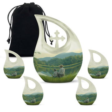 10 inch large Urn with 4 Keepsake 3 Inch Urns