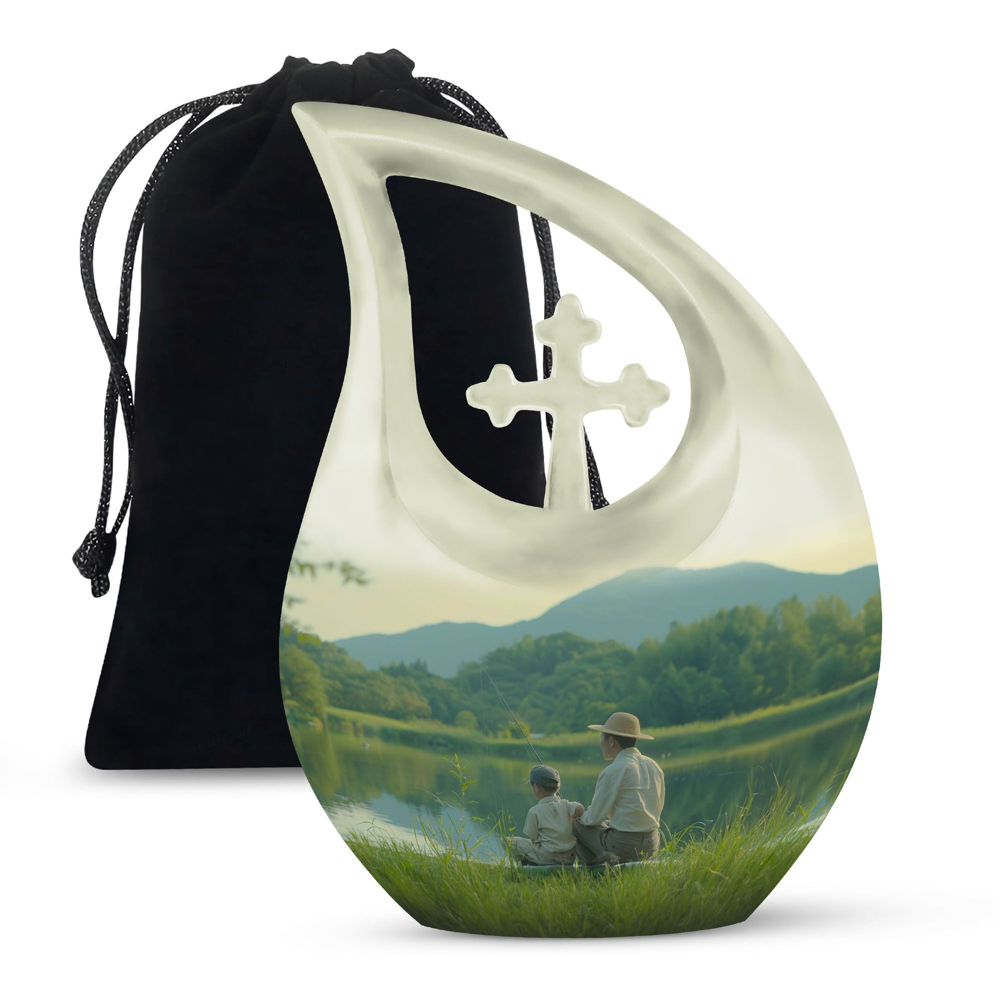 Father Son Fishing Memorial Urns - Beautiful Burial Urns For Ashes