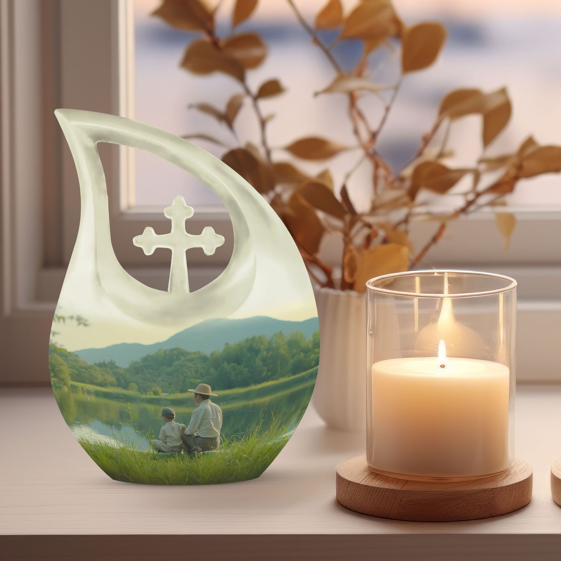 Father Son Fishing urn
