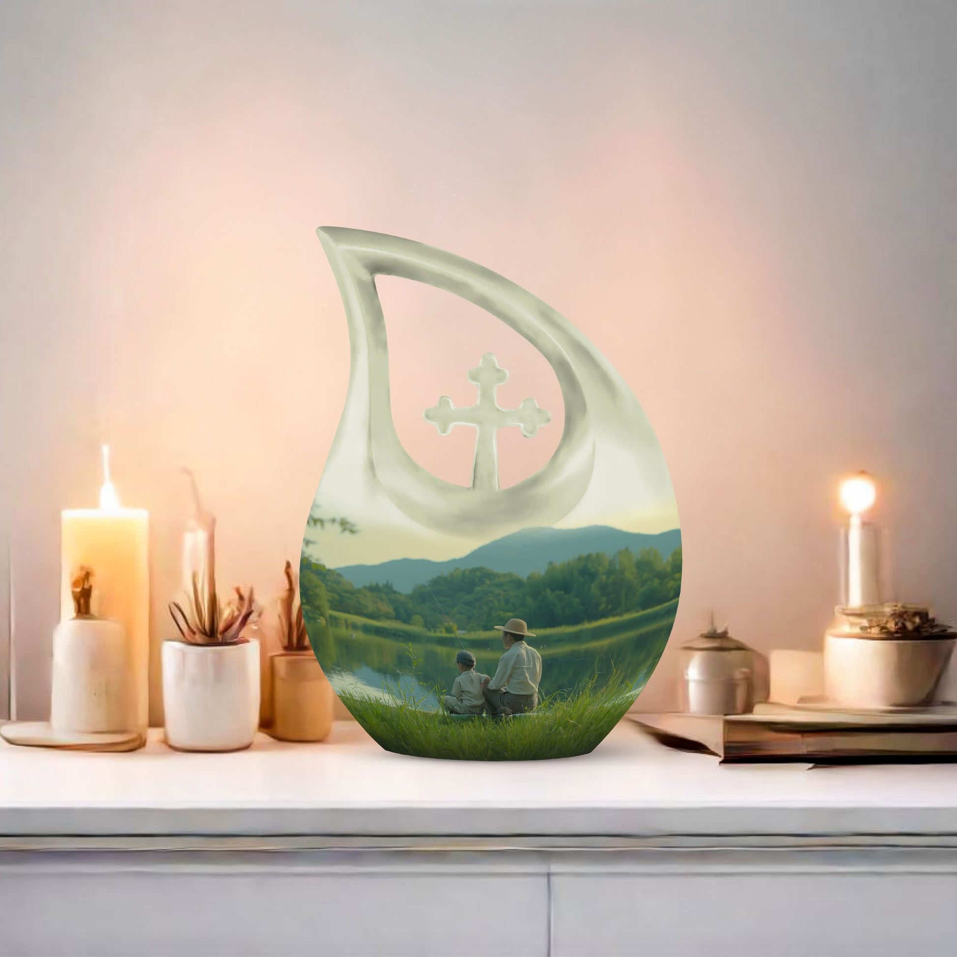 Father Son Fishing urn