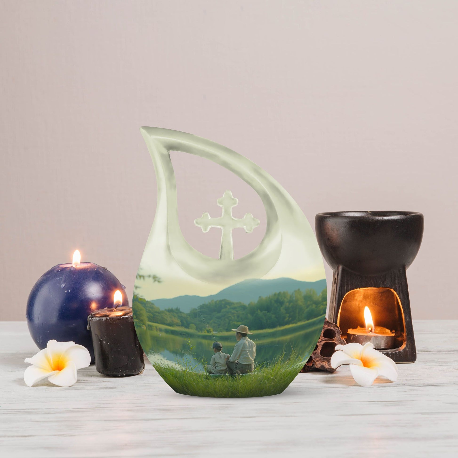Father Son Fishing urn