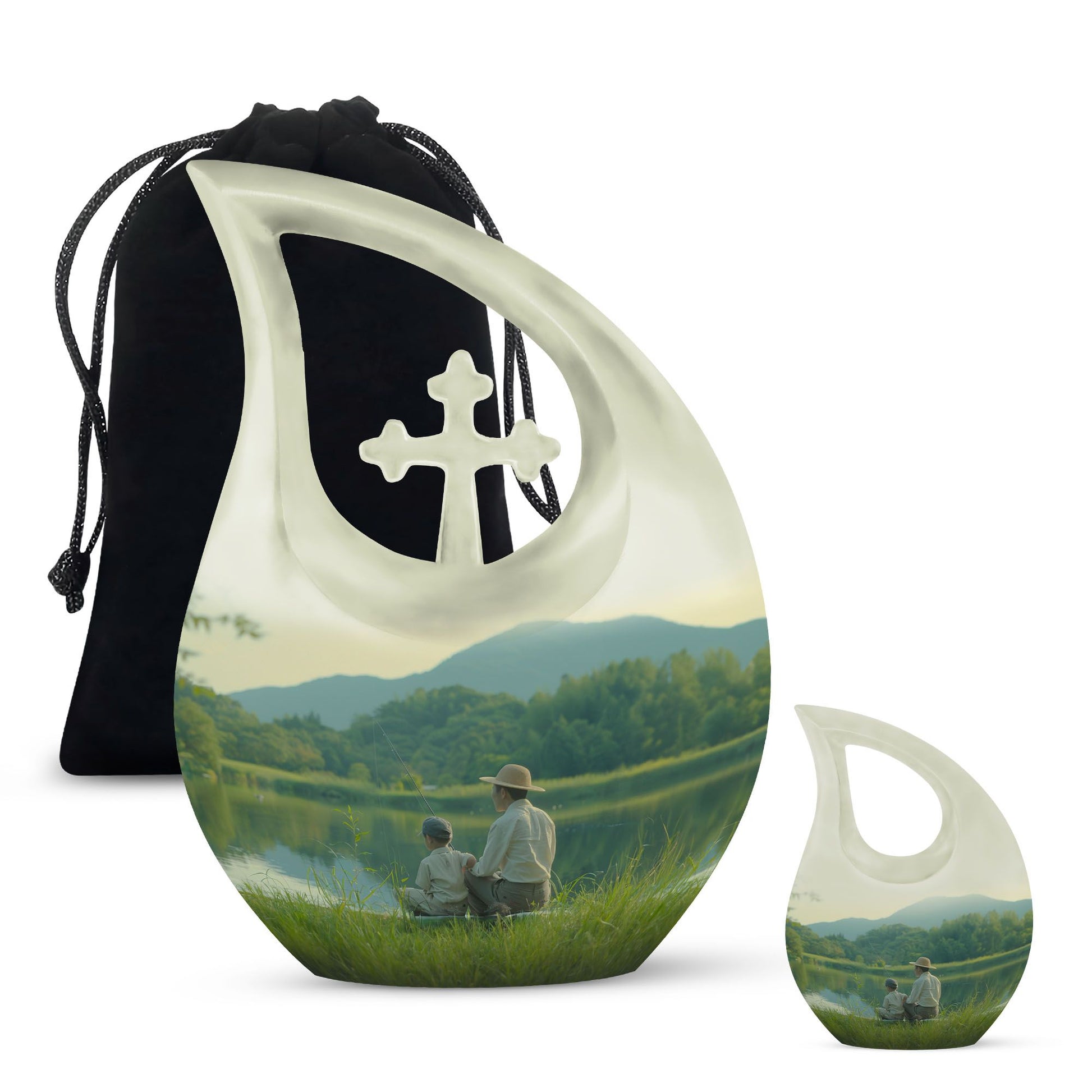 Father Son Fishing Memorial Urns - Beautiful Burial Urns For Ashes