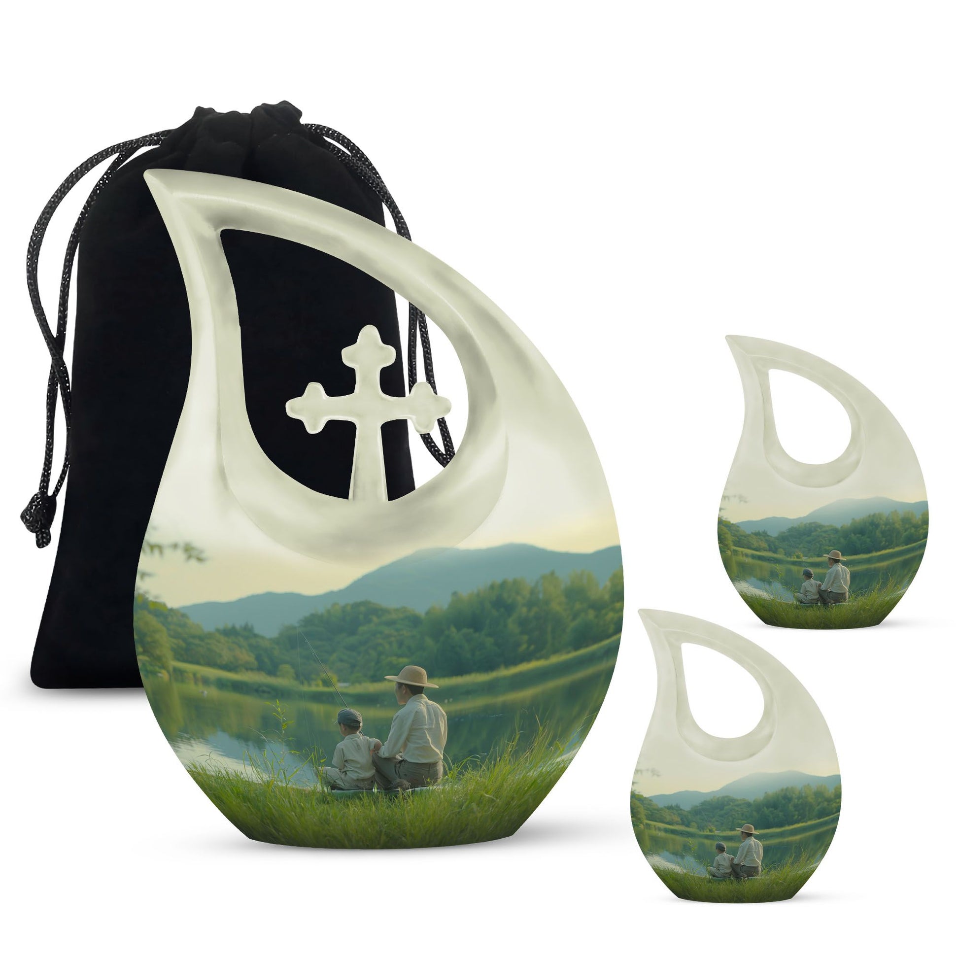 Father Son Fishing Memorial Urns - Beautiful Burial Urns For Ashes