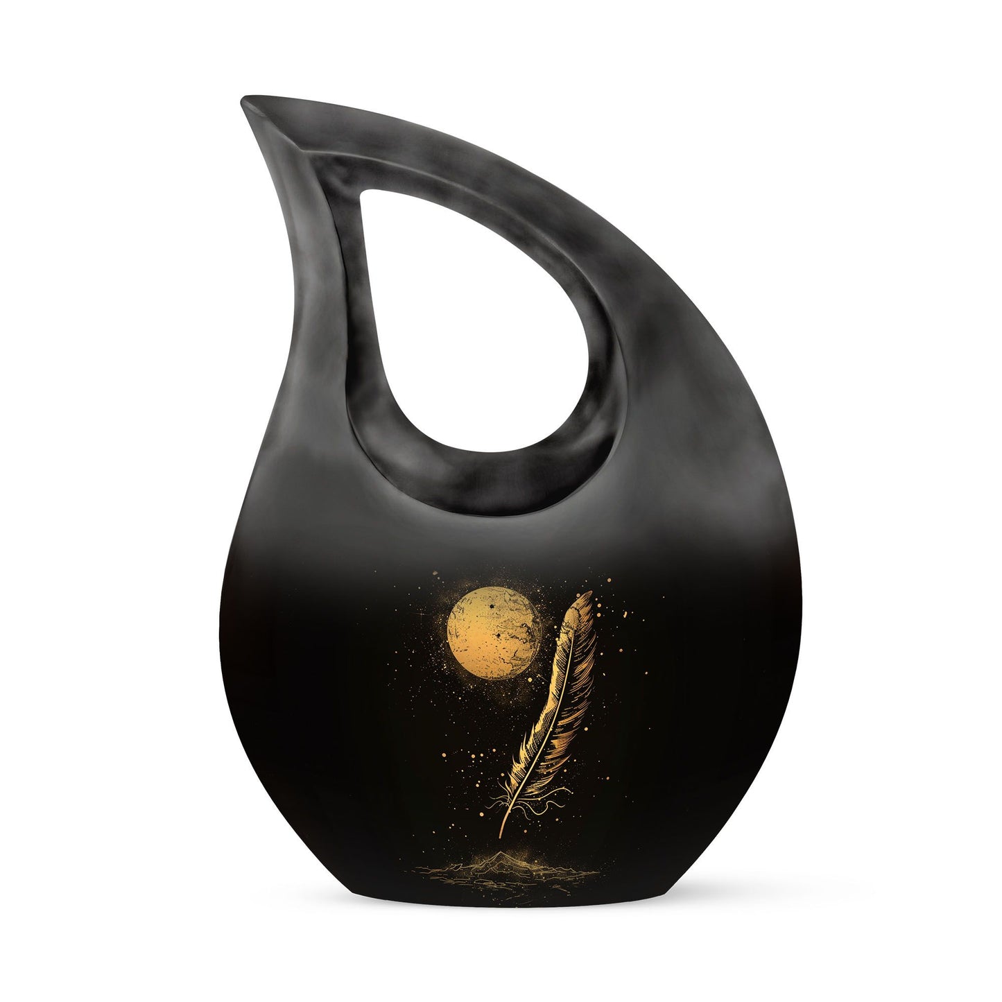 Black Personalized Galaxy Cremation Urn for Human Ashes - 10-inch, 200 cu in - Yatskia