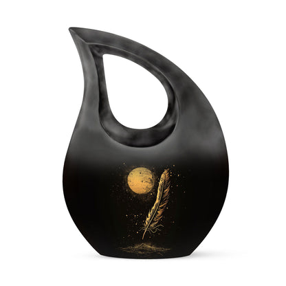 Black Personalized Galaxy Cremation Urn for Human Ashes - 10-inch, 200 cu in - Yatskia