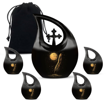 Black Personalized Galaxy Cremation Urn for Human Ashes - 10-inch, 200 cu in - Yatskia