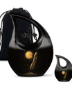 Black Moon Feather Decorative Urns - Cremation Urns For Human Ashes