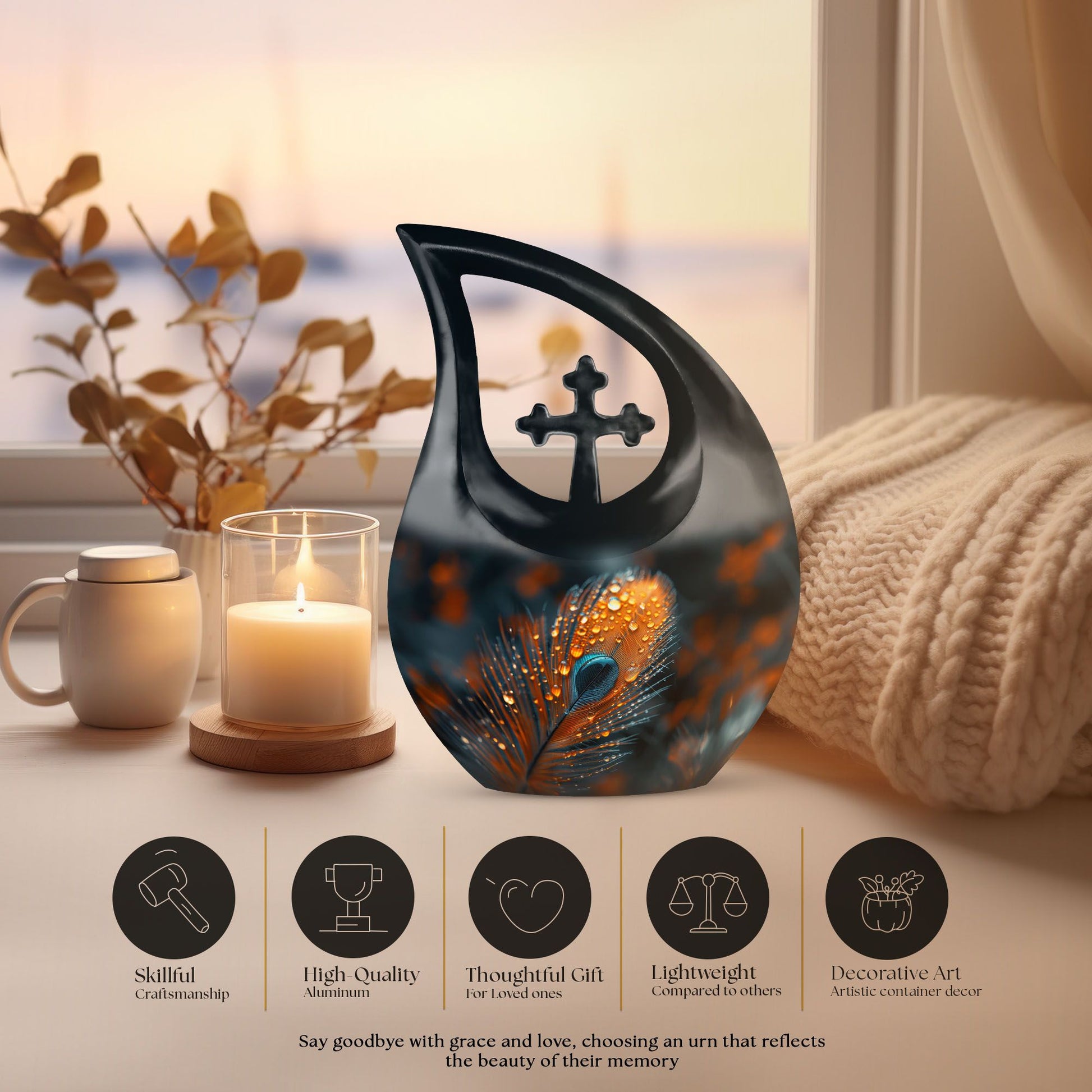 Aluminum Feather Urn