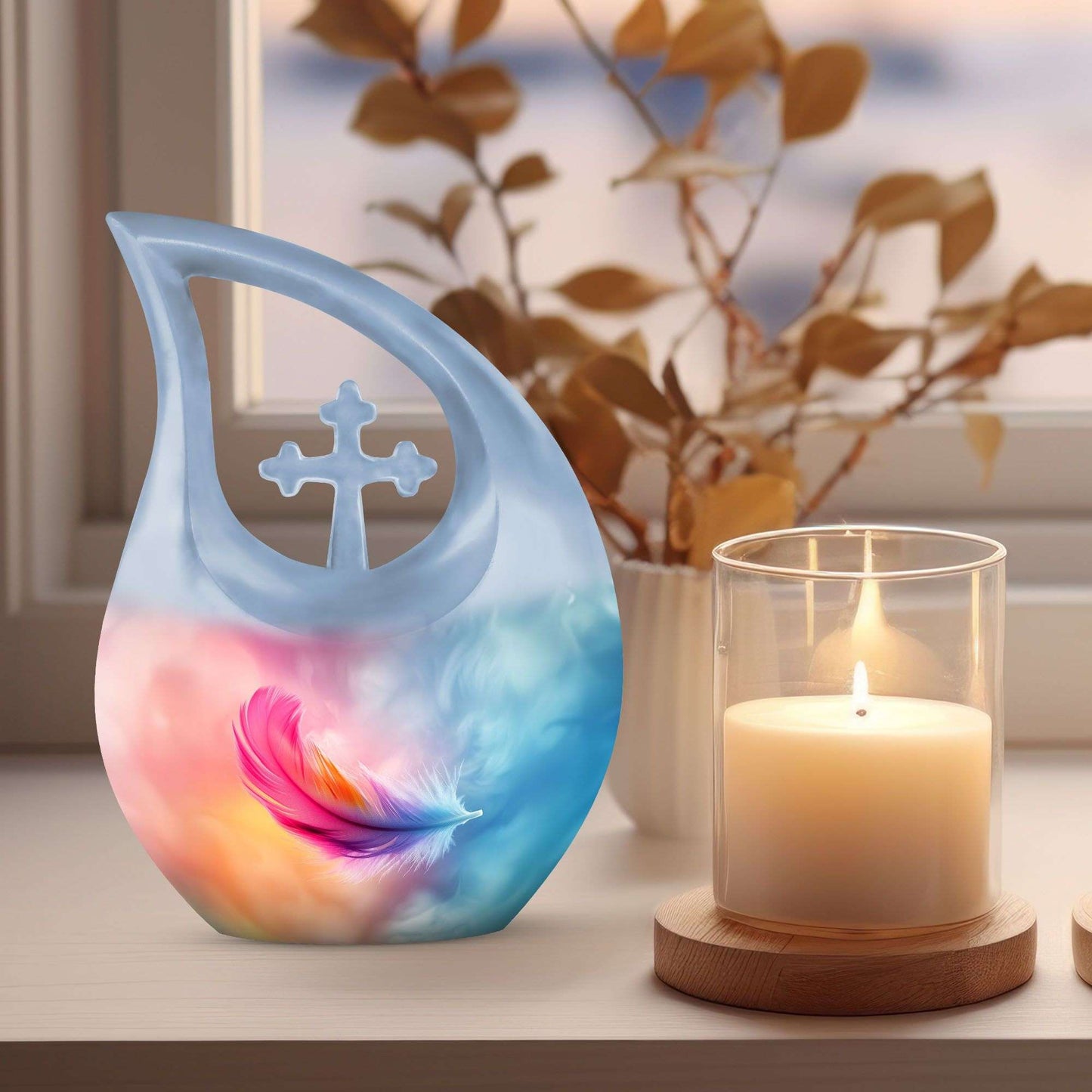 10 inch Feather Urn