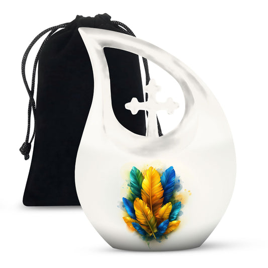 Cross Drop Feather Urn