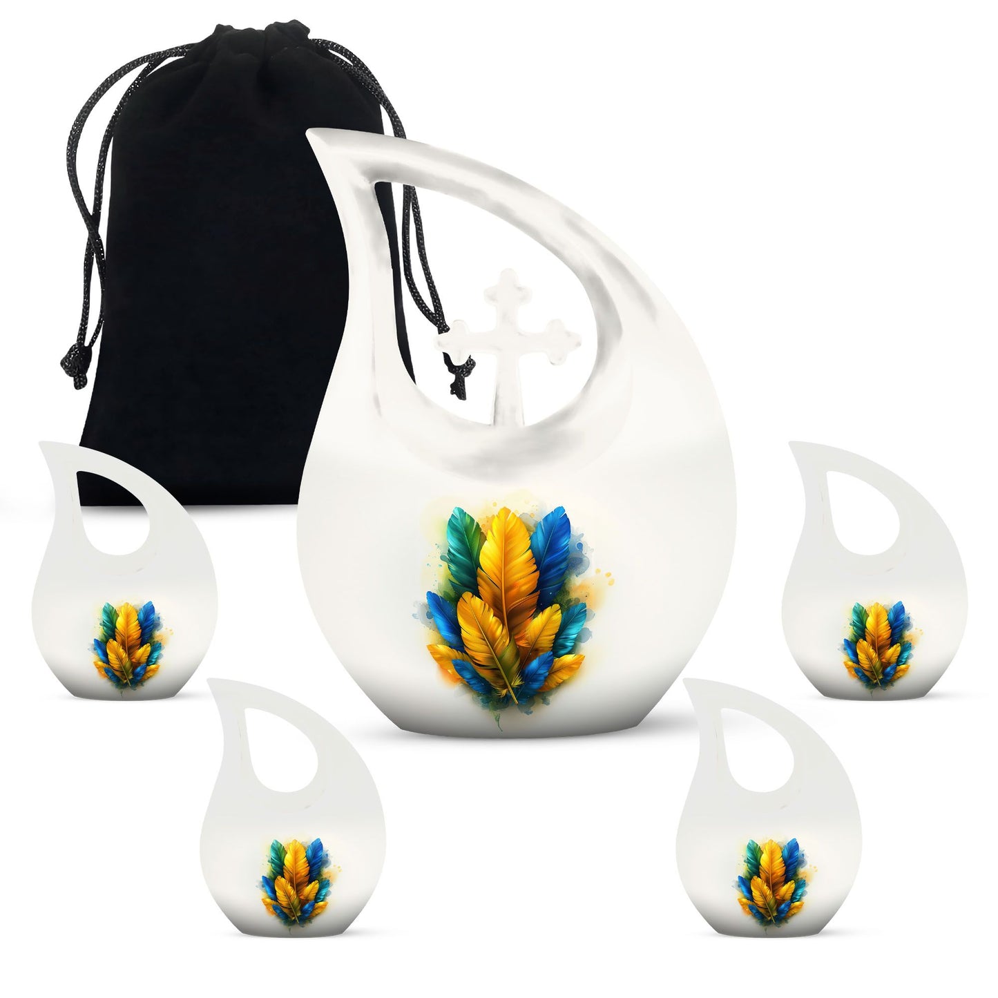 Cross Drop Feather Urn