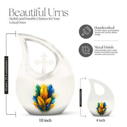 Cross Drop Feather Urn