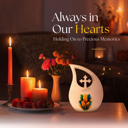 Cross Drop Feather Urn