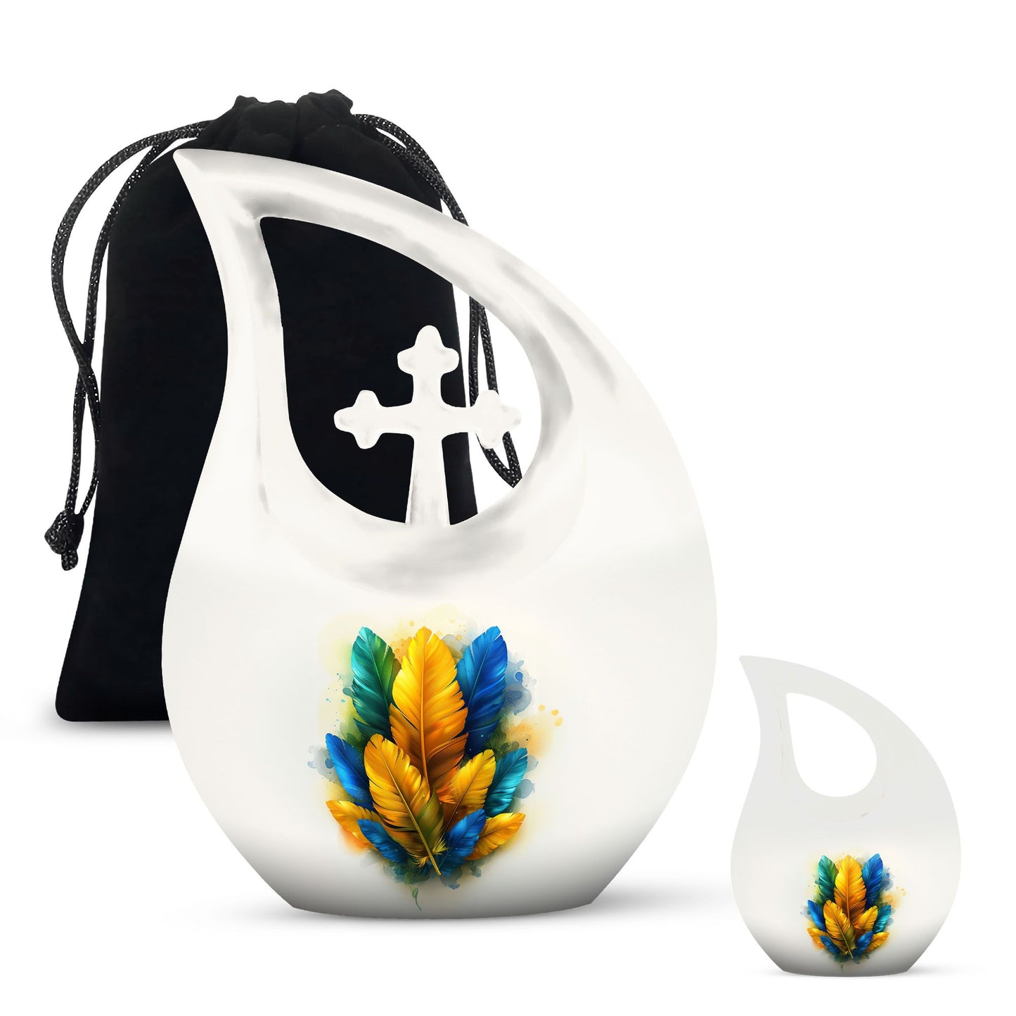 Cross Drop Feather Urn