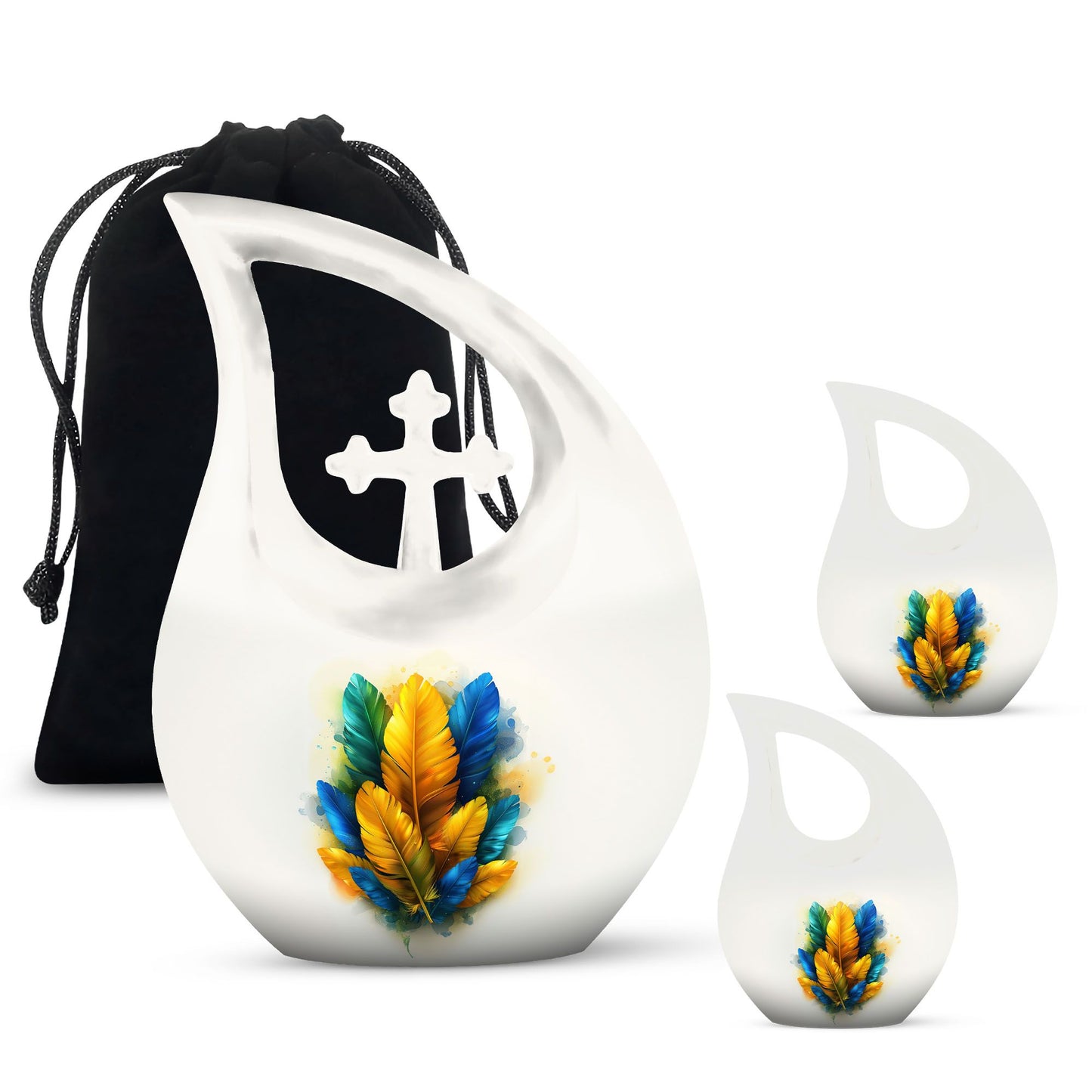 Cross Drop Feather Urn