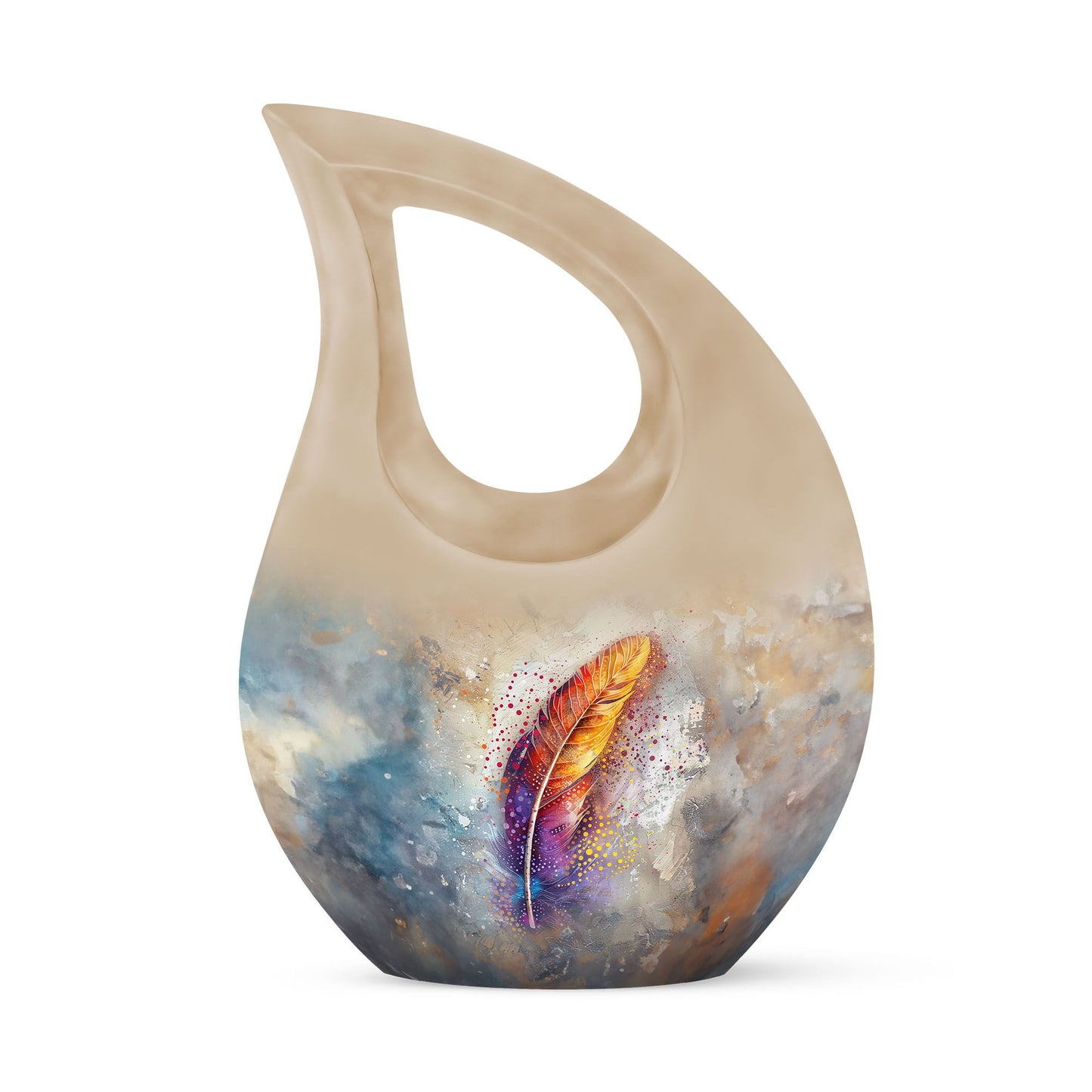 Personalized Feather Memorial Urn for Human Ashes - 10-inch, 200 cu in - Yatskia