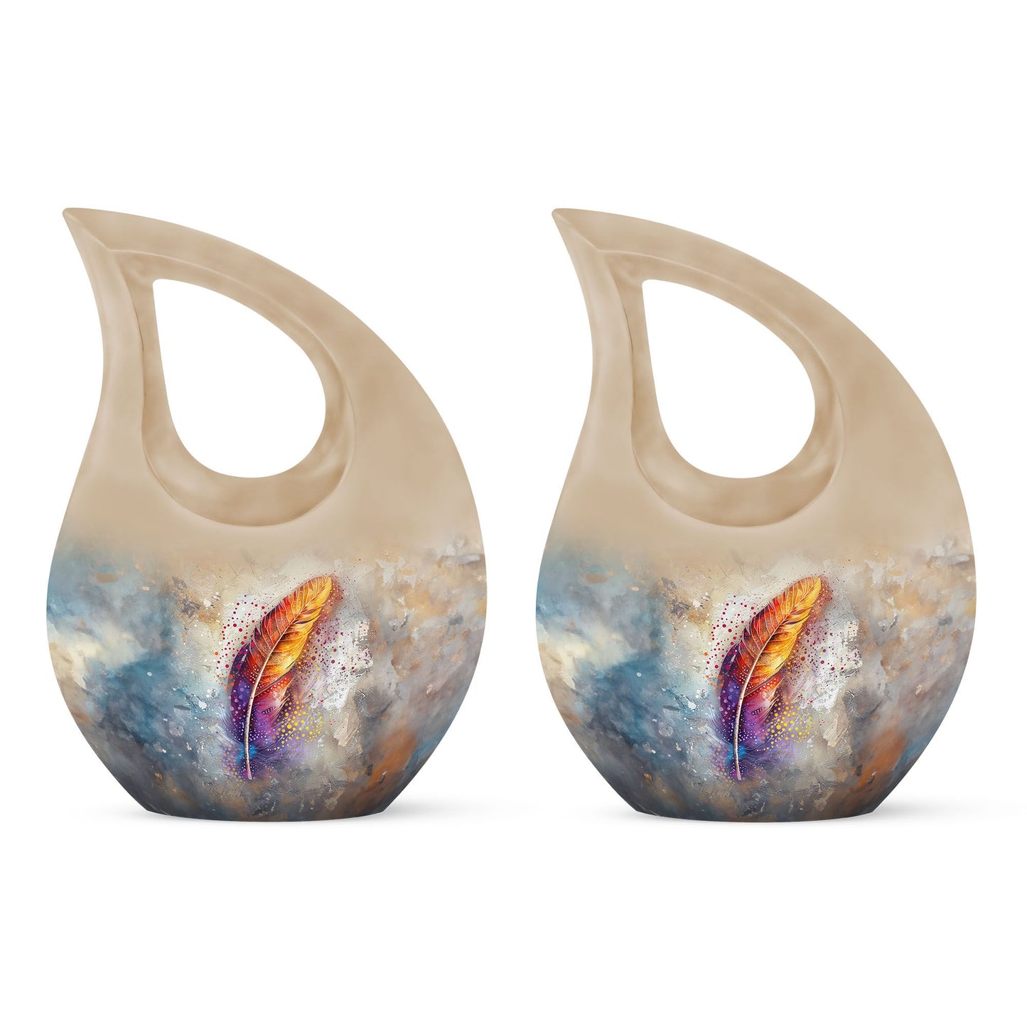 Personalized Feather Memorial Urn for Human Ashes - 10-inch, 200 cu in - Yatskia