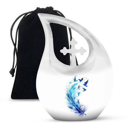 Feather Urn made of aluminium for ashes