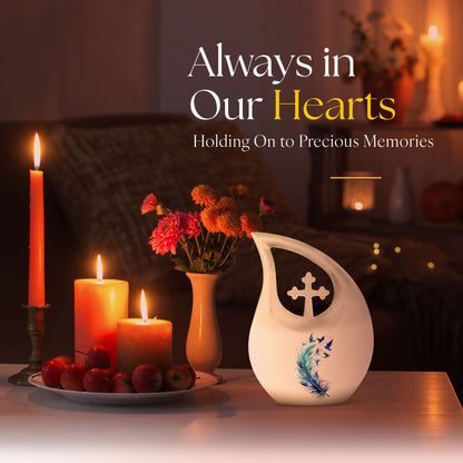 Feather Urn made of aluminium for ashes