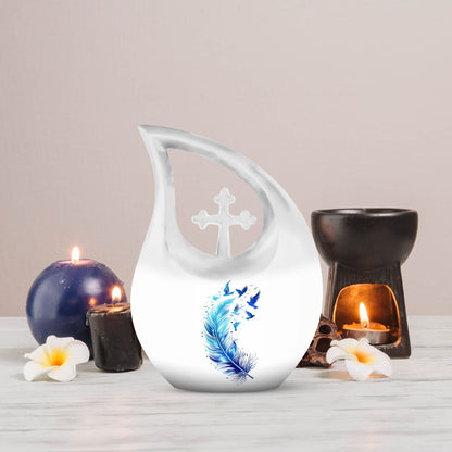 Feather Urn made of aluminium for ashes