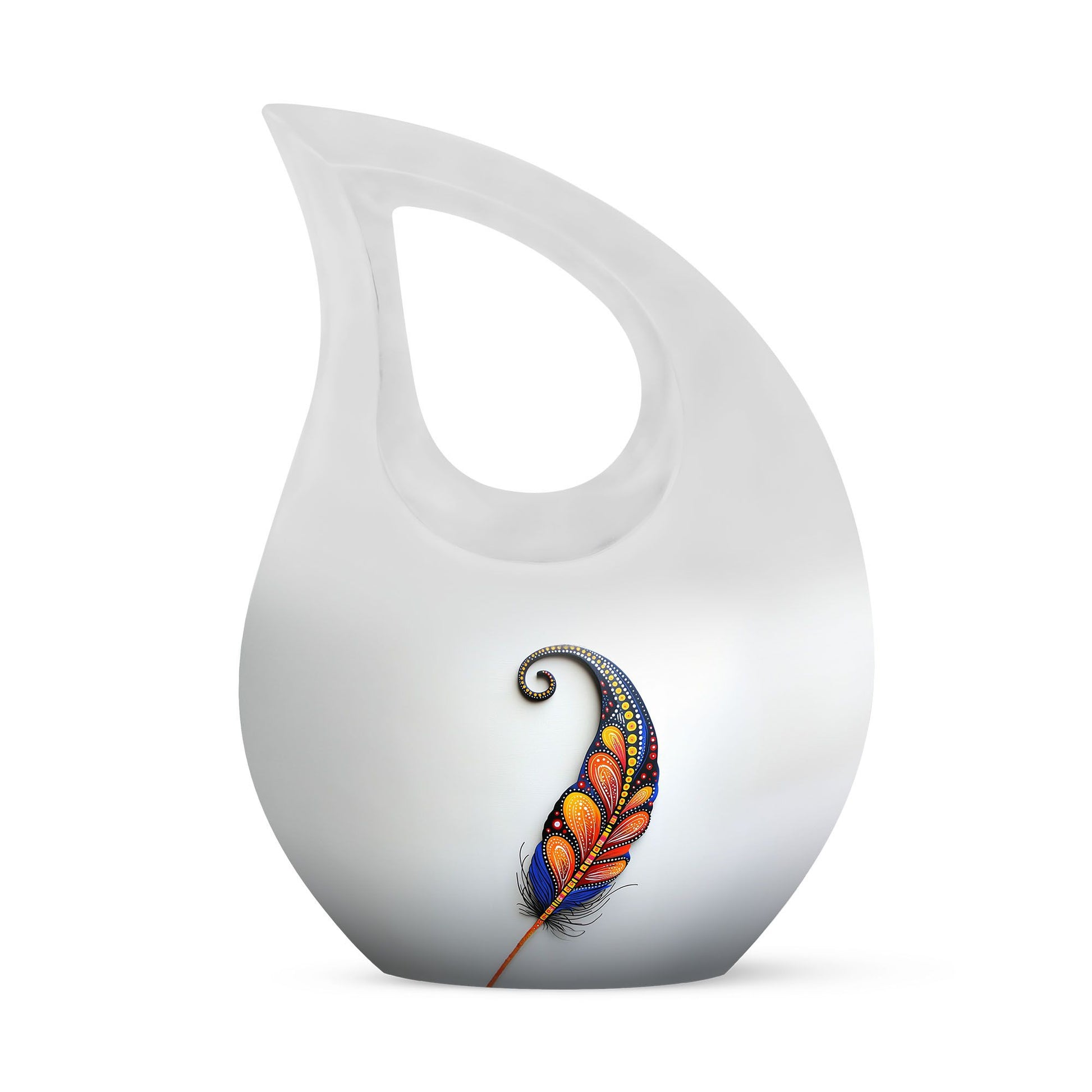 White Feather Urn For Human Ashes - Urn For Female