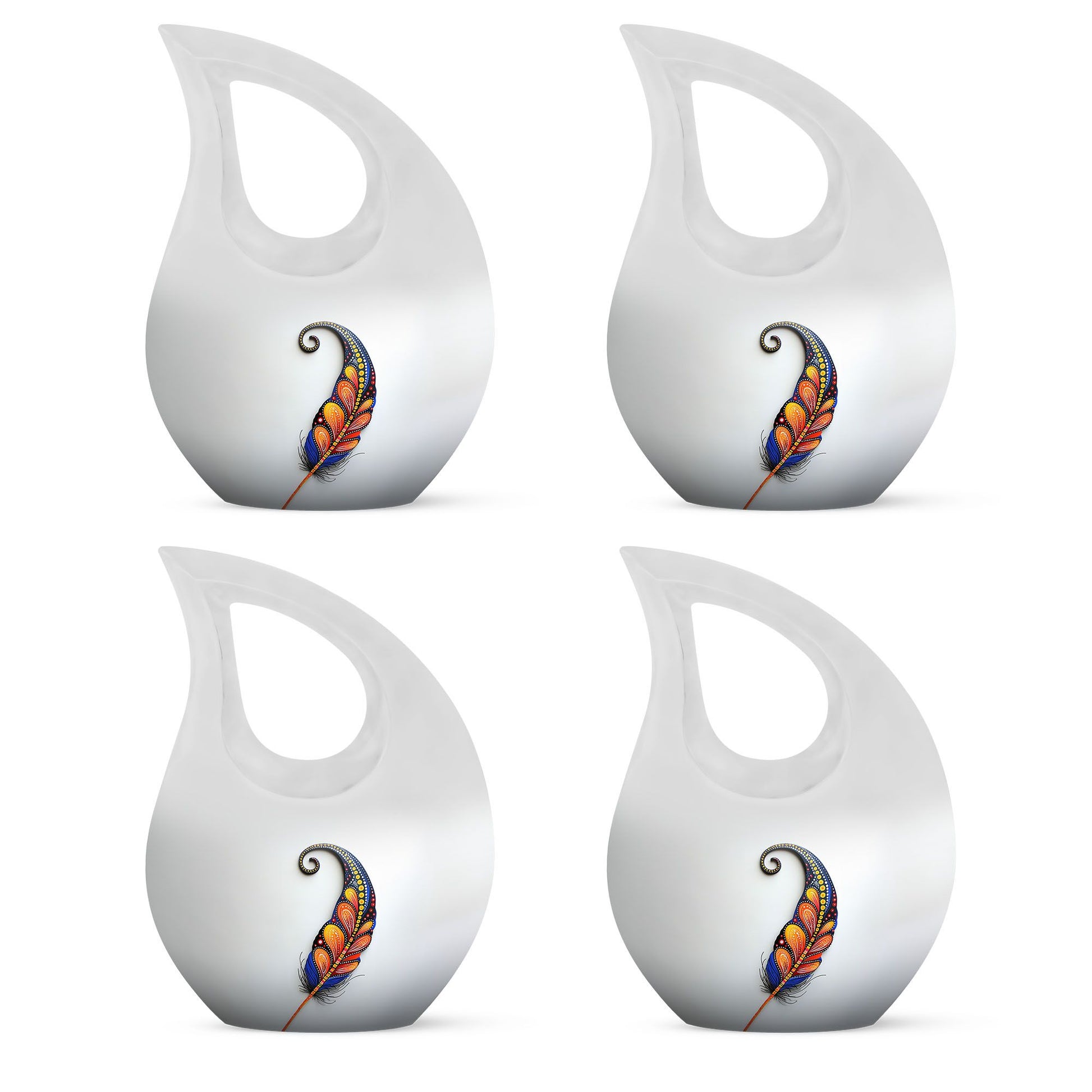 White Feather Urn For Human Ashes - Urn For Female