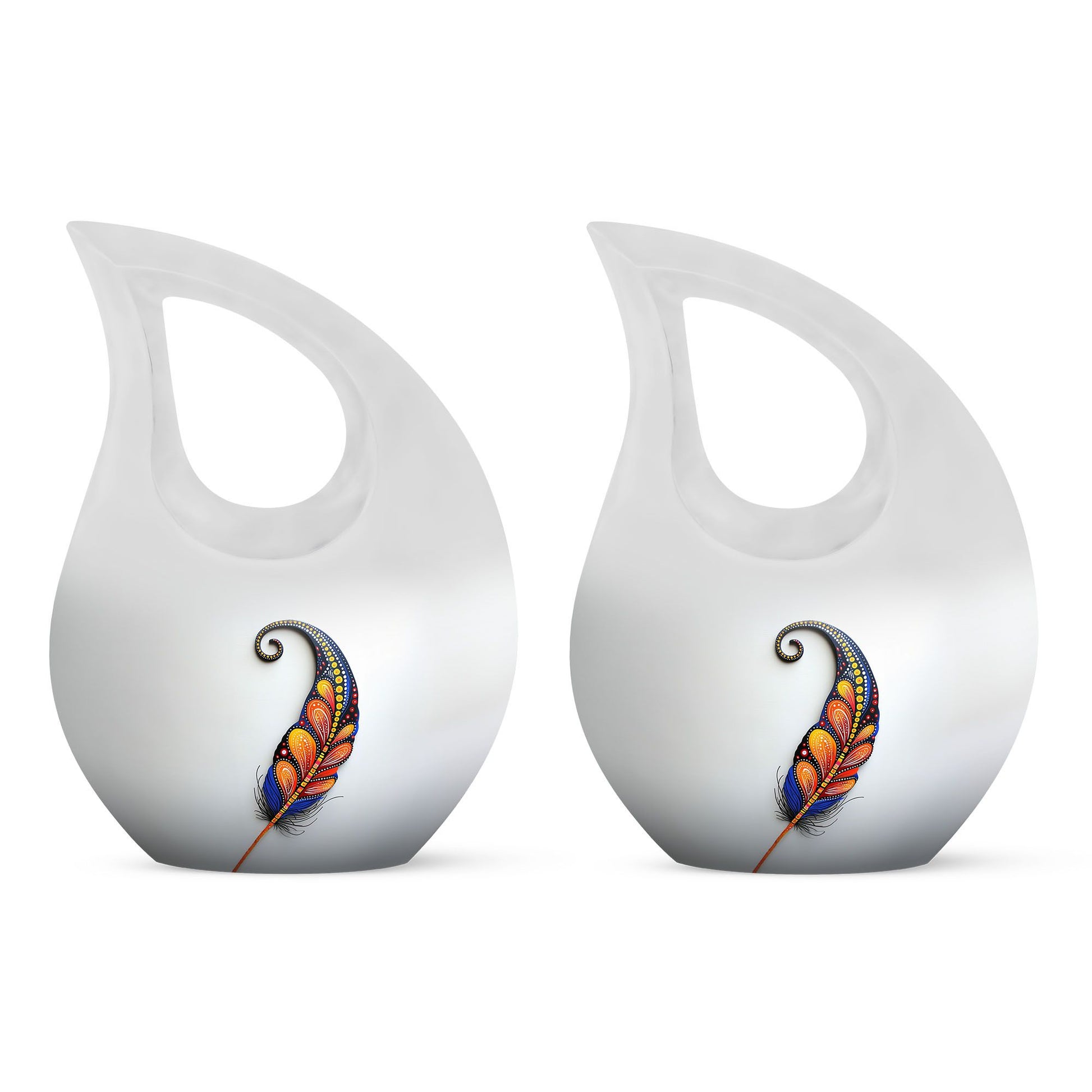 White Feather Urn For Human Ashes - Urn For Female