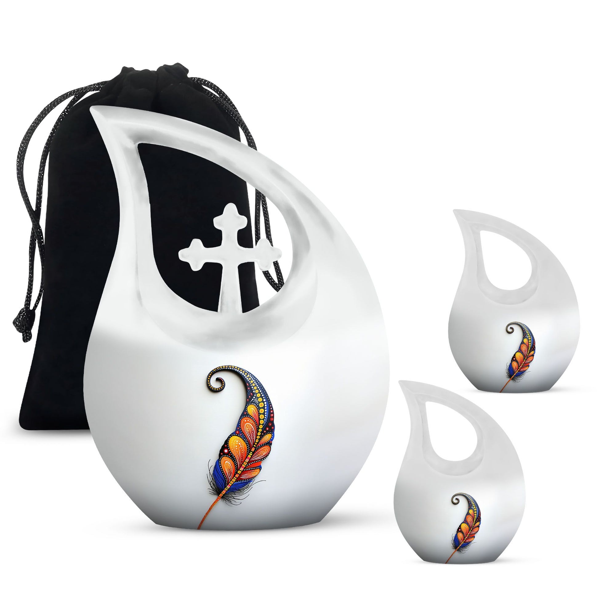 White Feather Urn For Human Ashes - Urn For Female