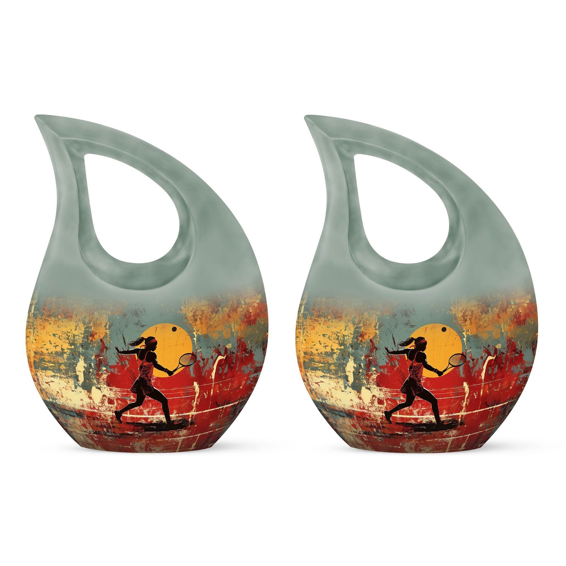 Tennis Themed Cross Drop Design Funeral Urn