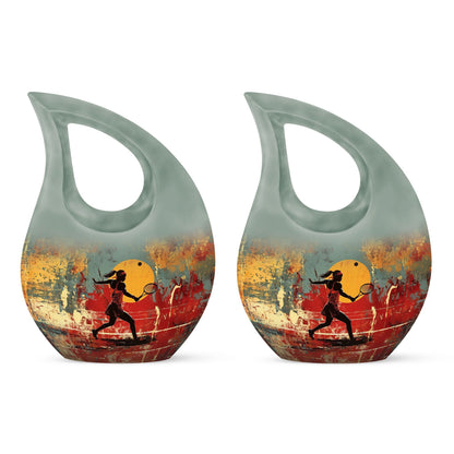 Tennis Themed Cross Drop Design Funeral Urn