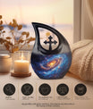 10 Inch Galaxy themed Cross Drop Urn 