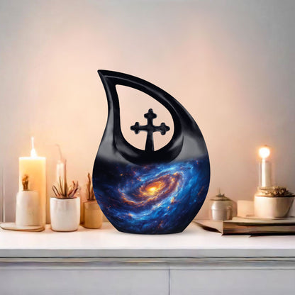 10 Inch Galaxy themed Cross Drop Urn 