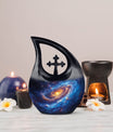 10 Inch Galaxy themed Cross Drop Urn 