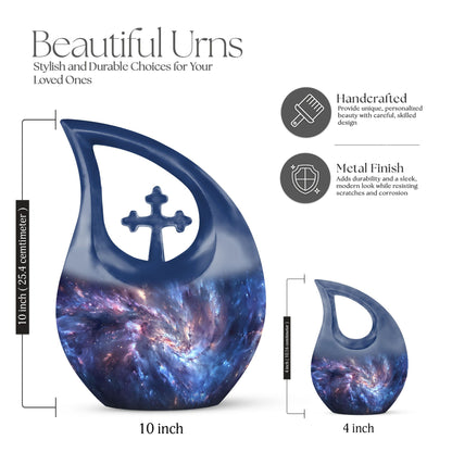 10 Inch Cross Drop Galaxy Urn 