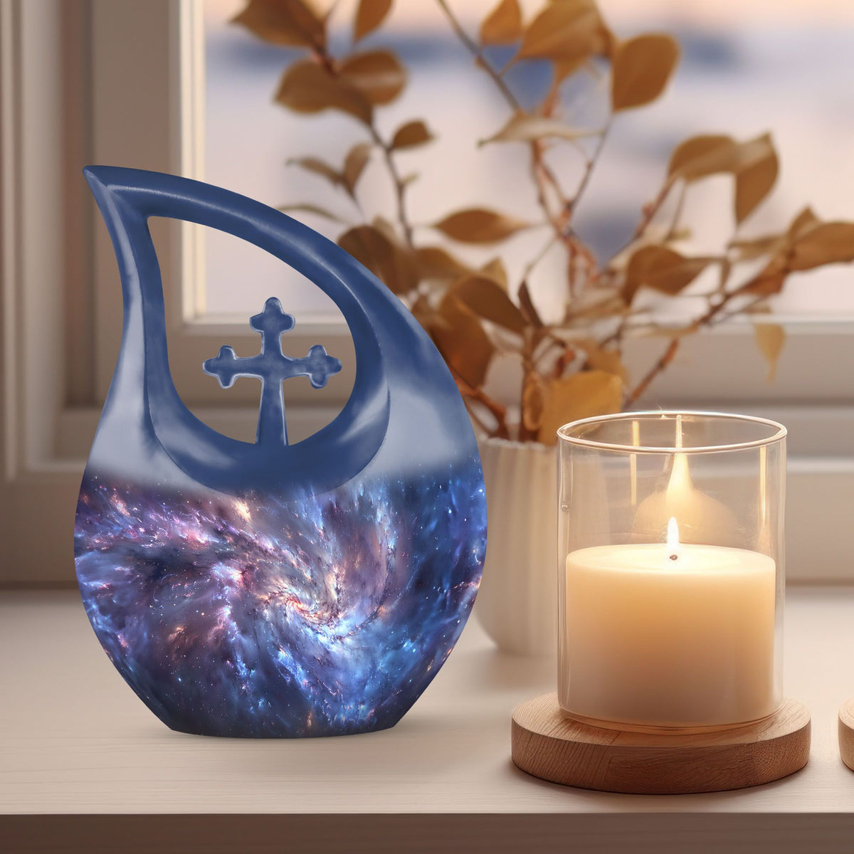 10 Inch Cross Drop Galaxy Urn 