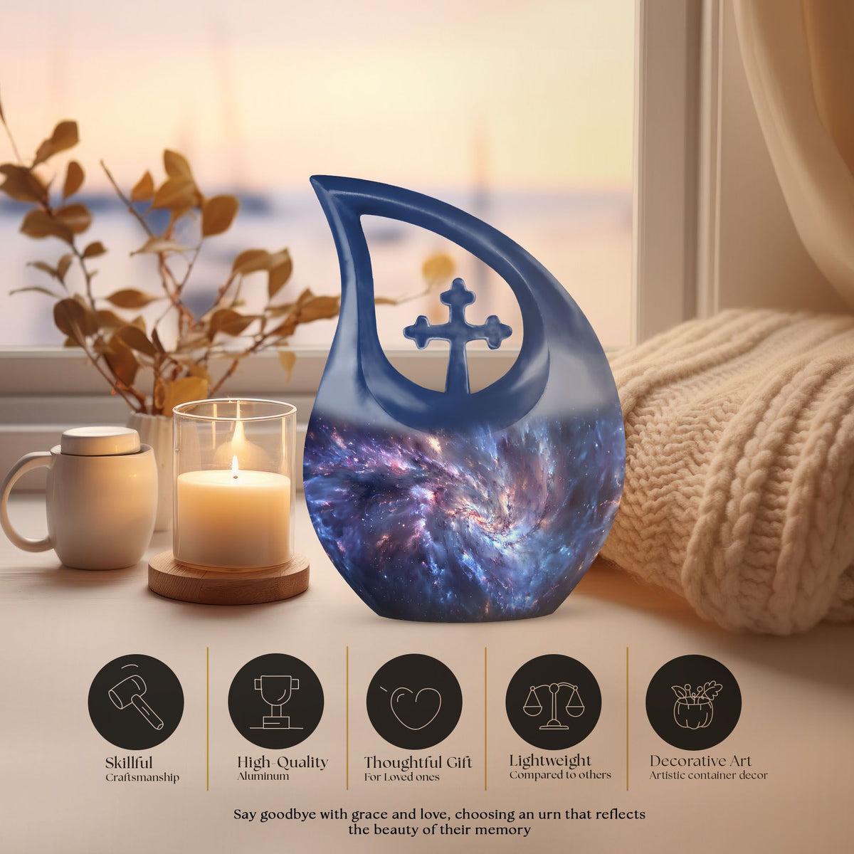 10 Inch Cross Drop Galaxy Urn 