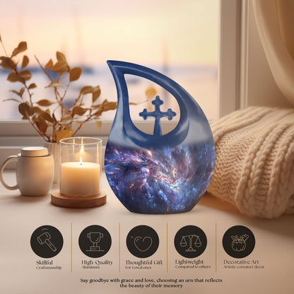 10 Inch Cross Drop Galaxy Urn 