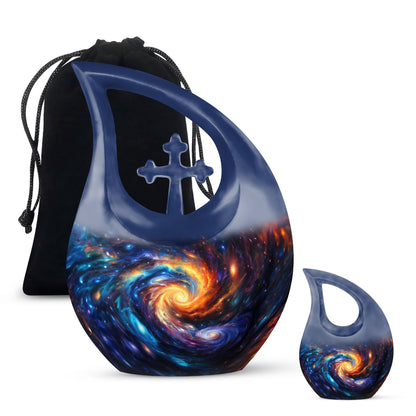 Personalized Galaxy Keepsake Urn for Loved One - 10-inch, 200 cu in - Yatskia