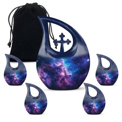 Galaxy Theme Large Urn With 4 Keepsake Urn