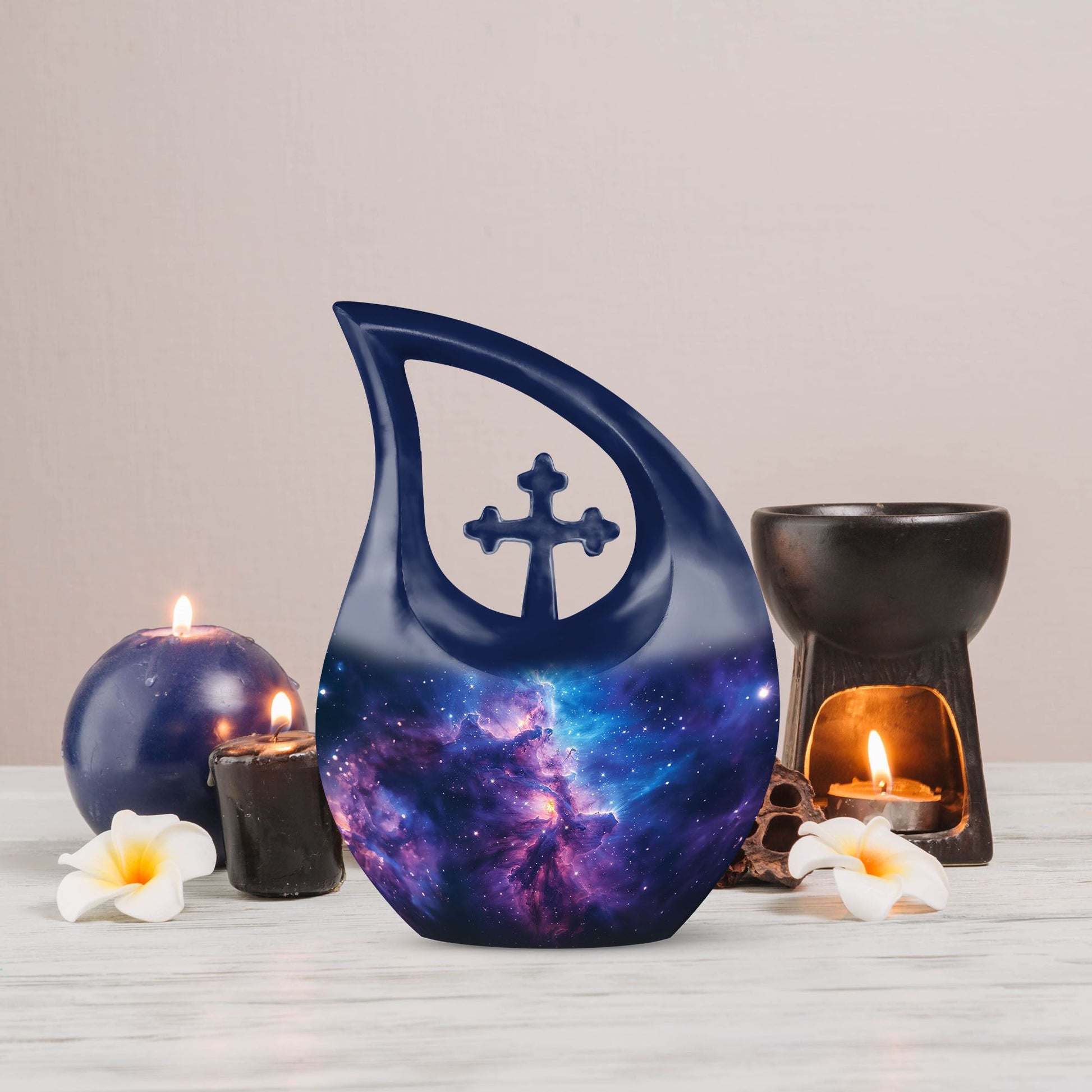 10-inch Galaxy Urn featuring a Cross Drop design