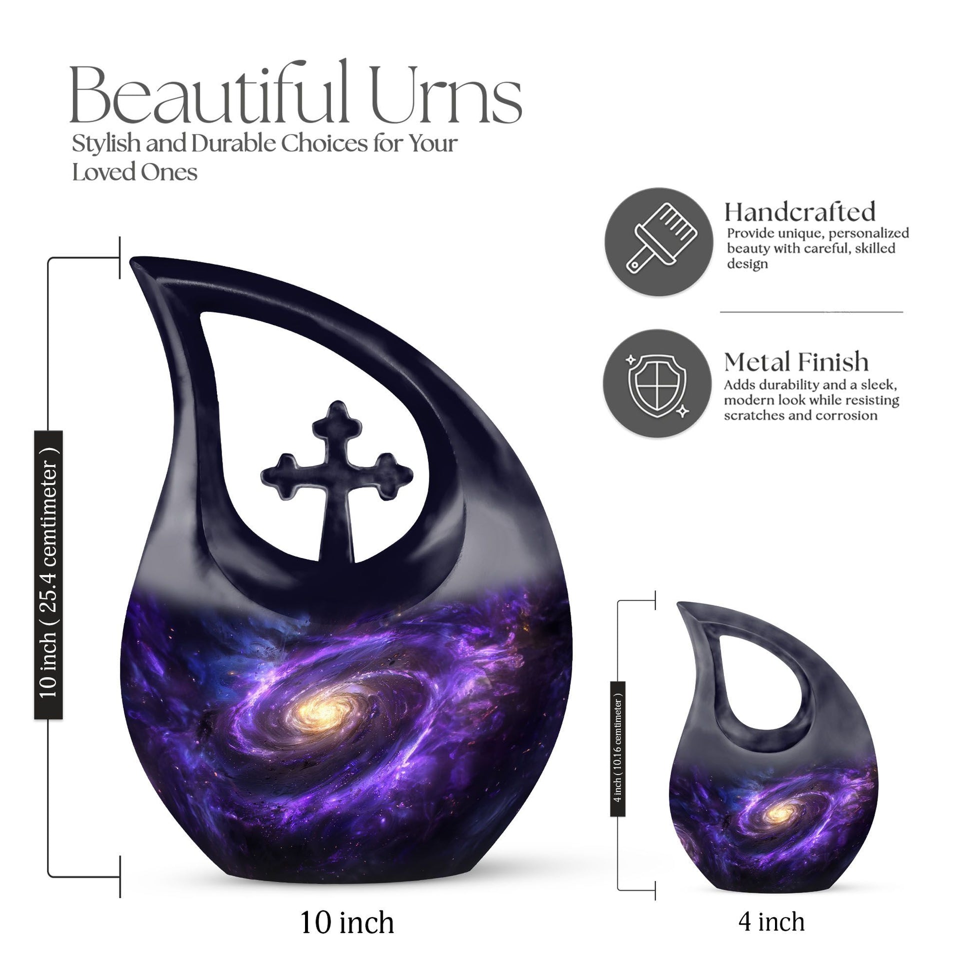 10-inch Galaxy Urn with Cross Drop design, 