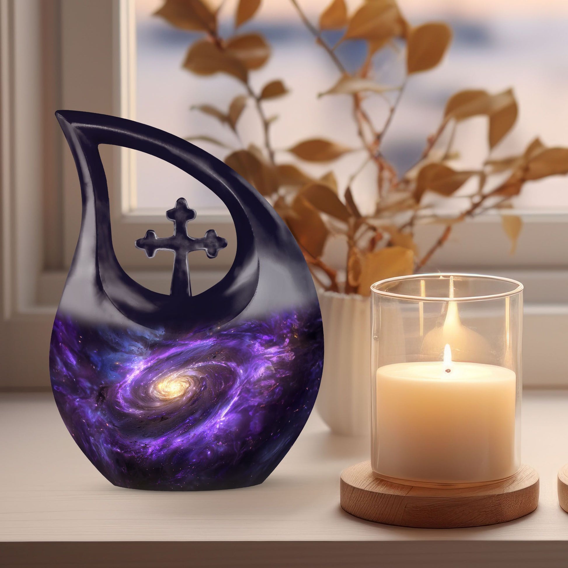 10-inch Galaxy Urn with Cross Drop design, 