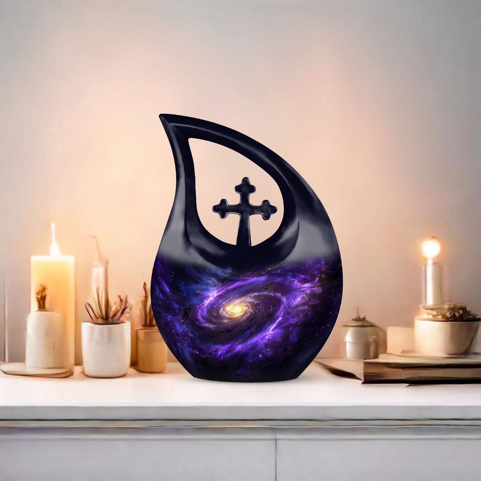 10-inch Galaxy Urn with Cross Drop design, 