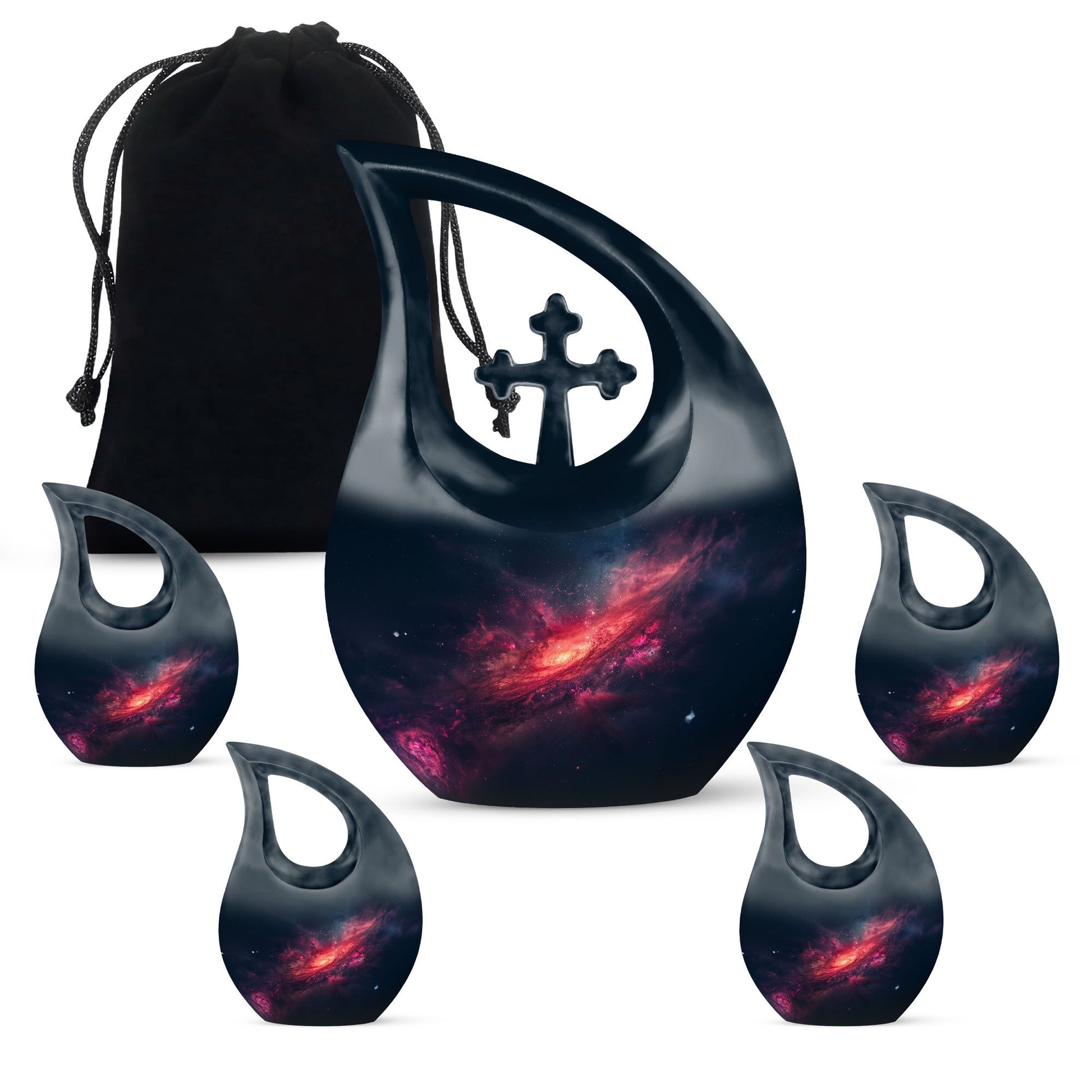 10-inch Galaxy double urn with cross drop design, 