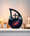 10-inch Galaxy double urn with cross drop design, 