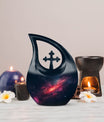 10-inch Galaxy double urn with cross drop design, 