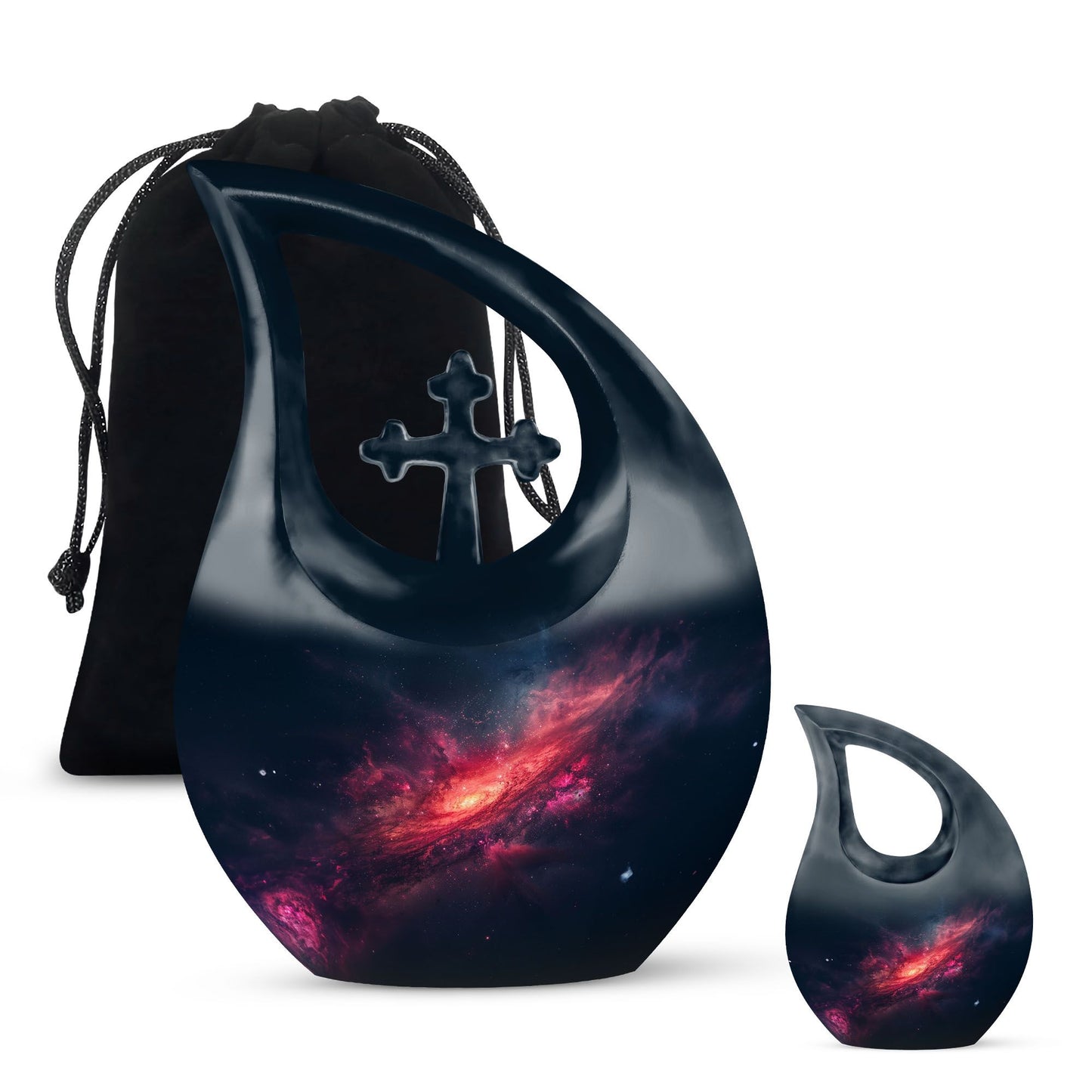 10-inch Galaxy double urn with cross drop design, 